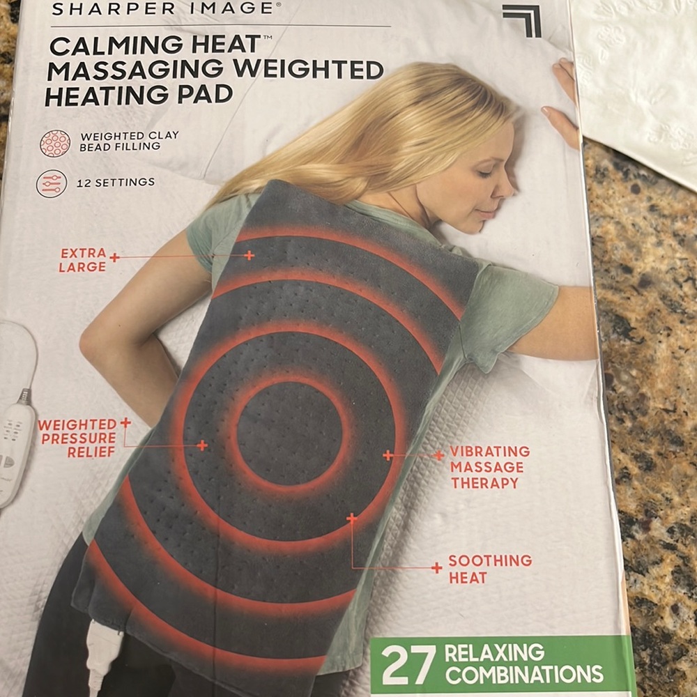 Sharper Image Calming Heat Massaging Weighted Heating Pad